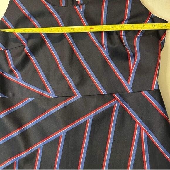 Altuzarra made in Italy navy striped sleeveless virgin wool midi dress 14 - Picture 6 of 12